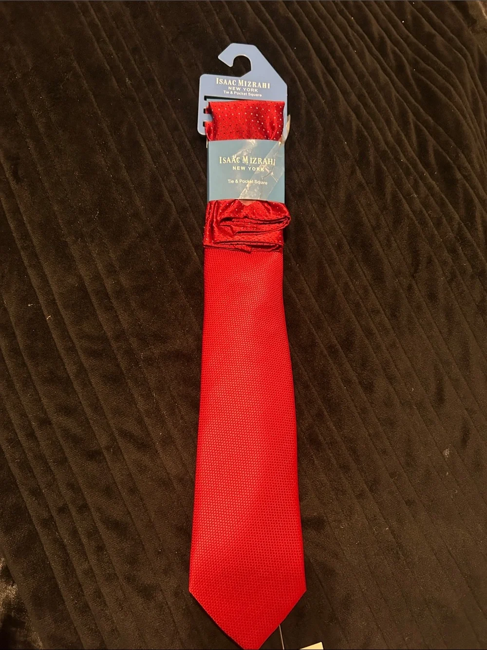 Isaac Mizrahi Bright Red Tie and Pocket Square Duo